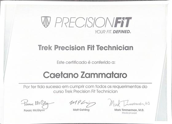 Trek Precision Fit Technician certificate issued to Caetano Zammataro in 2011