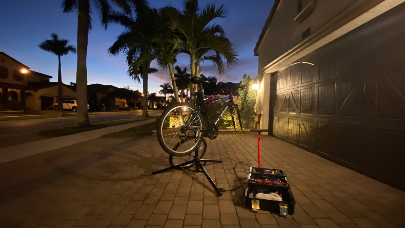 On-location bike service at sunset in South Florida