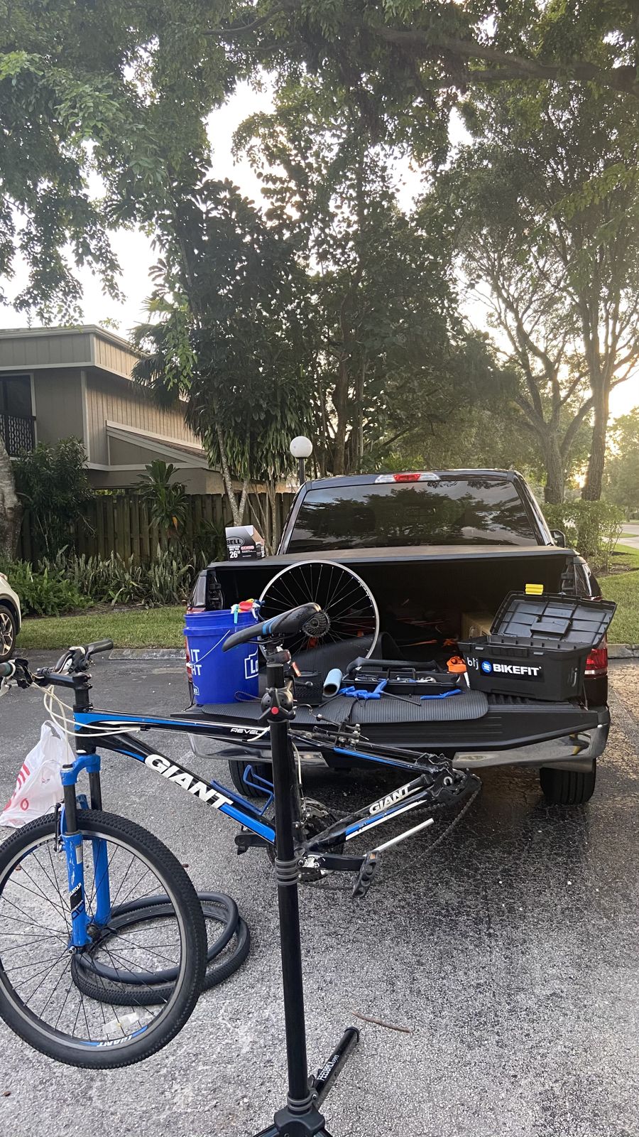 Bikes loaded for mobile bike service